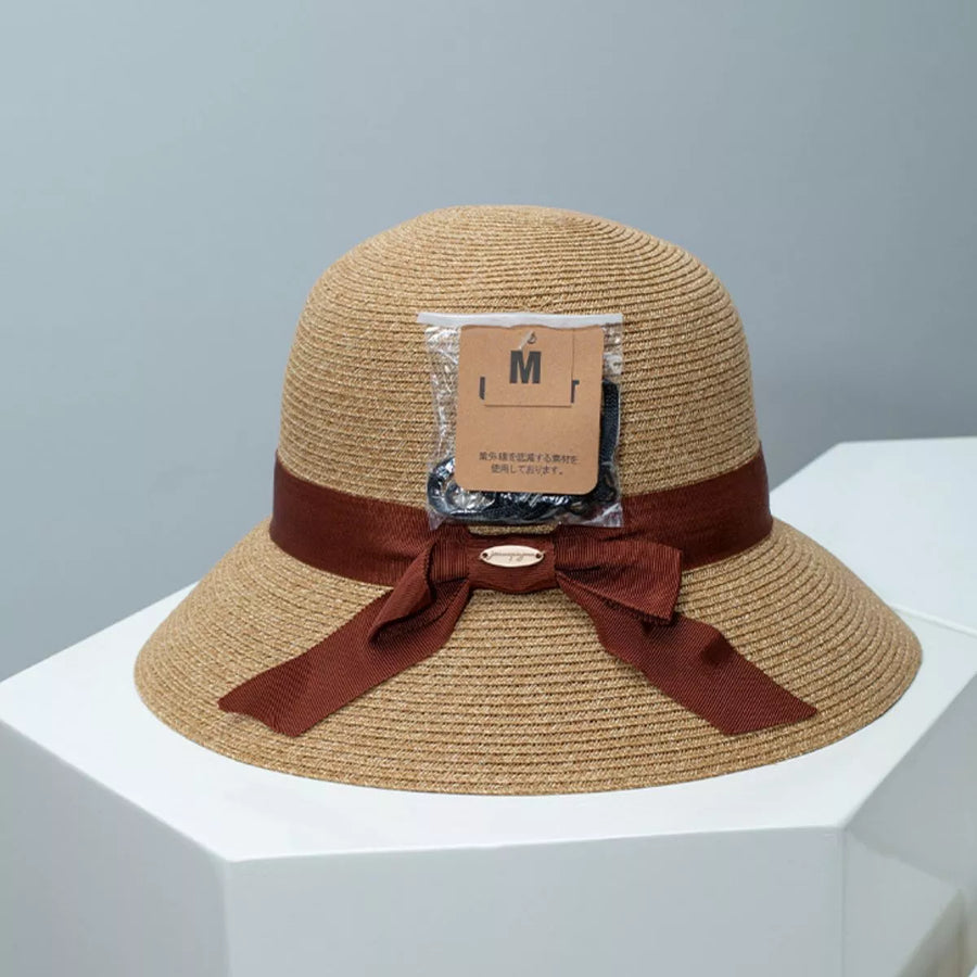 Straw Sun Hat with Ribbon Accent