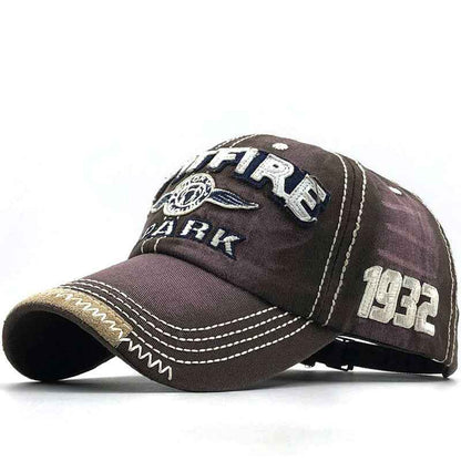 Black vintage-washed embroidered baseball cap
