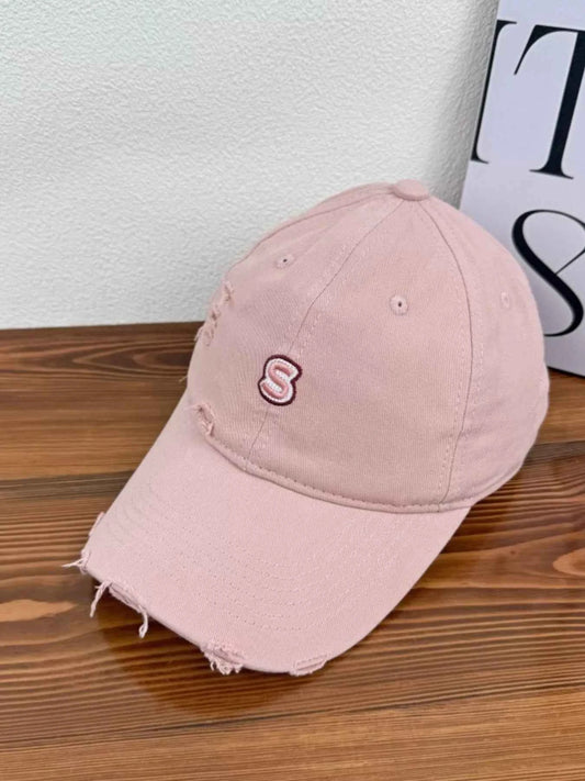 Initial S Distressed Embroidered Baseball Cap