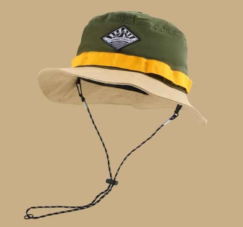 Unisex Colorblock Bucket Hat with Chin Strap – Summer Sun Hat