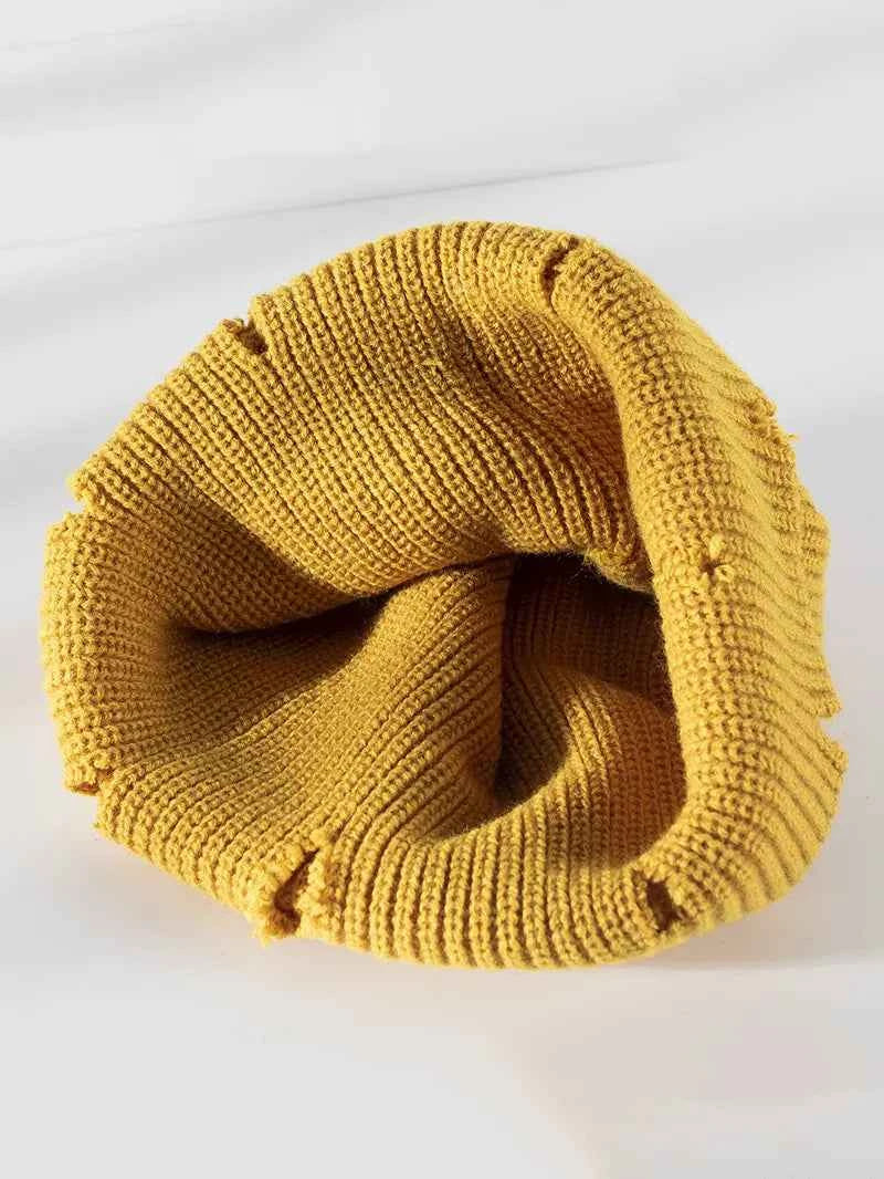 Distressed Cuffed Knit Hat