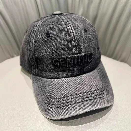 Genuine Embroidered Washed Denim Baseball Cap