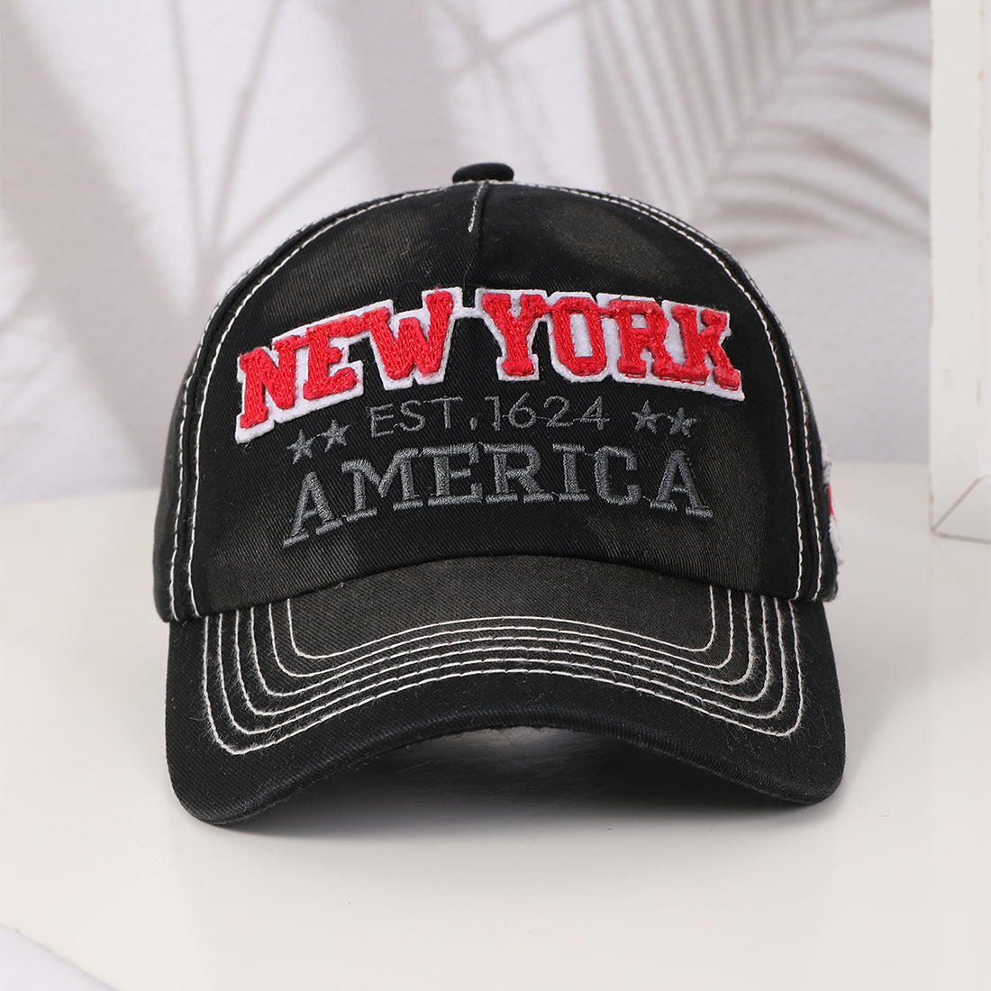 Curved brim detail on vintage NY cap