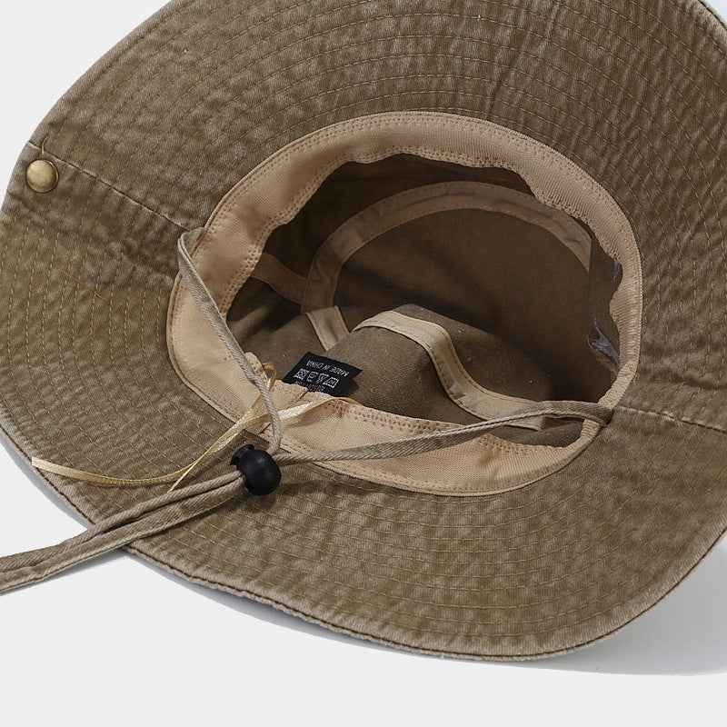 Women's Star Embroidered Washed Cotton Bucket Hat