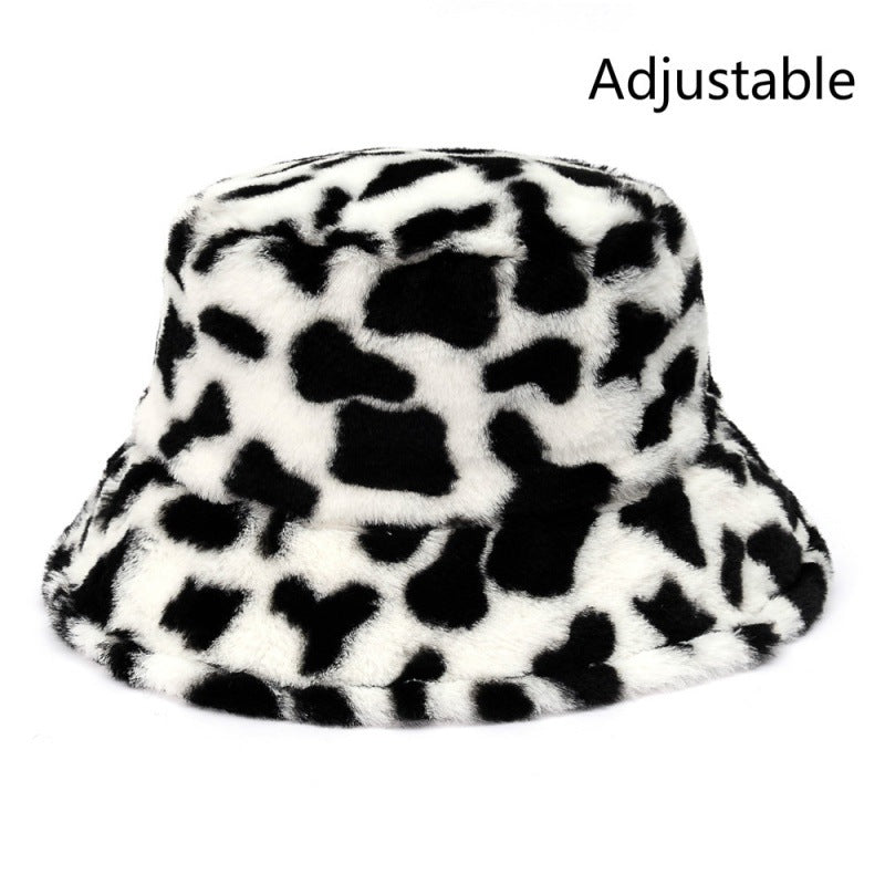 Unisex faux fur animal print bucket hat - product photo 14
