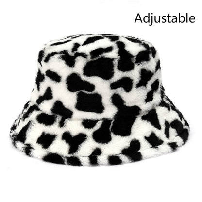 Unisex faux fur animal print bucket hat - product photo 14