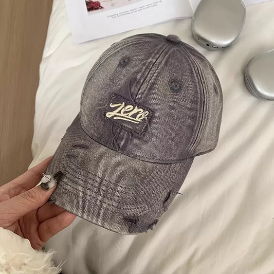 Distressed washed cotton baseball cap - product photo 3