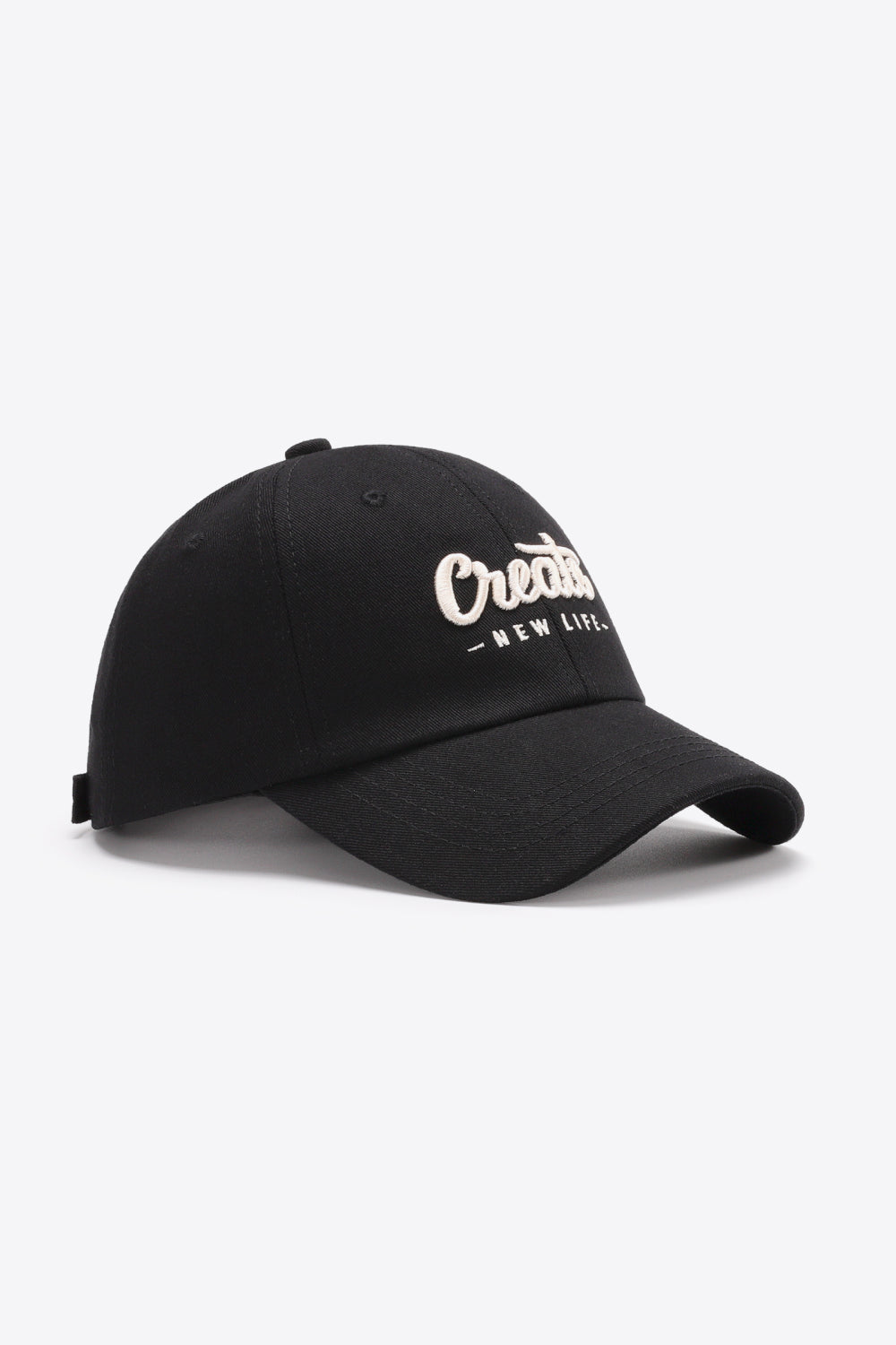 Deep red slogan cap folded brim detail