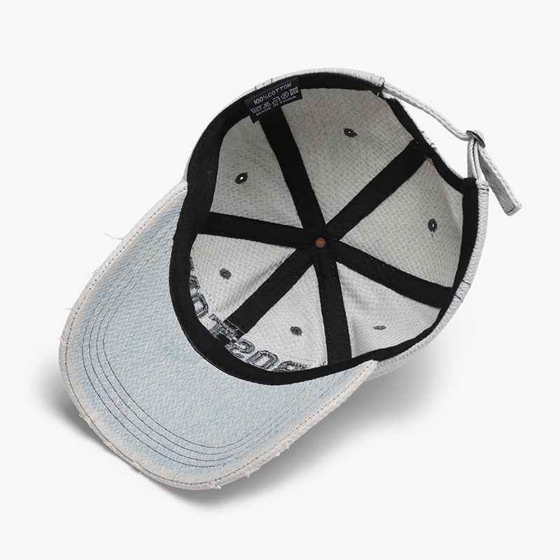 Unisex Boston Embroidered Distressed Cotton Baseball Cap