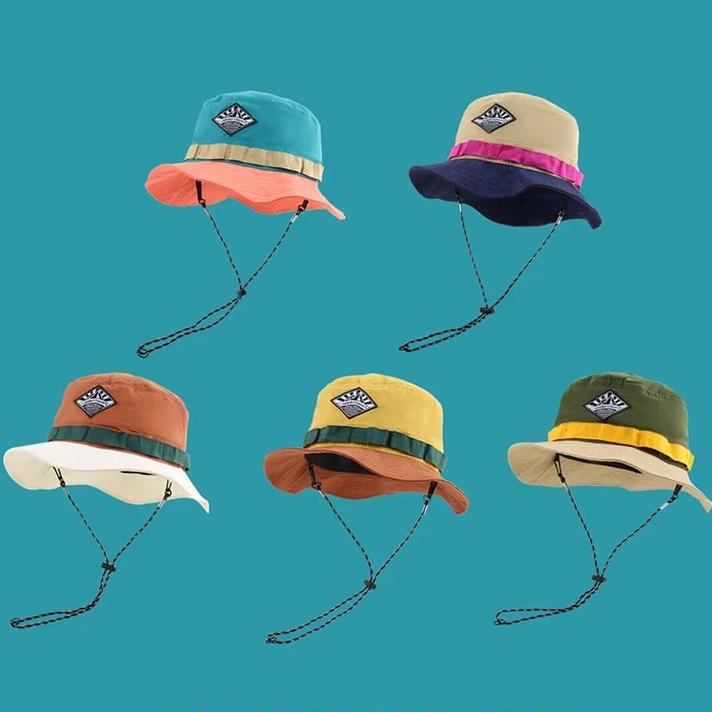 Summer colorblock bucket hat color selection display