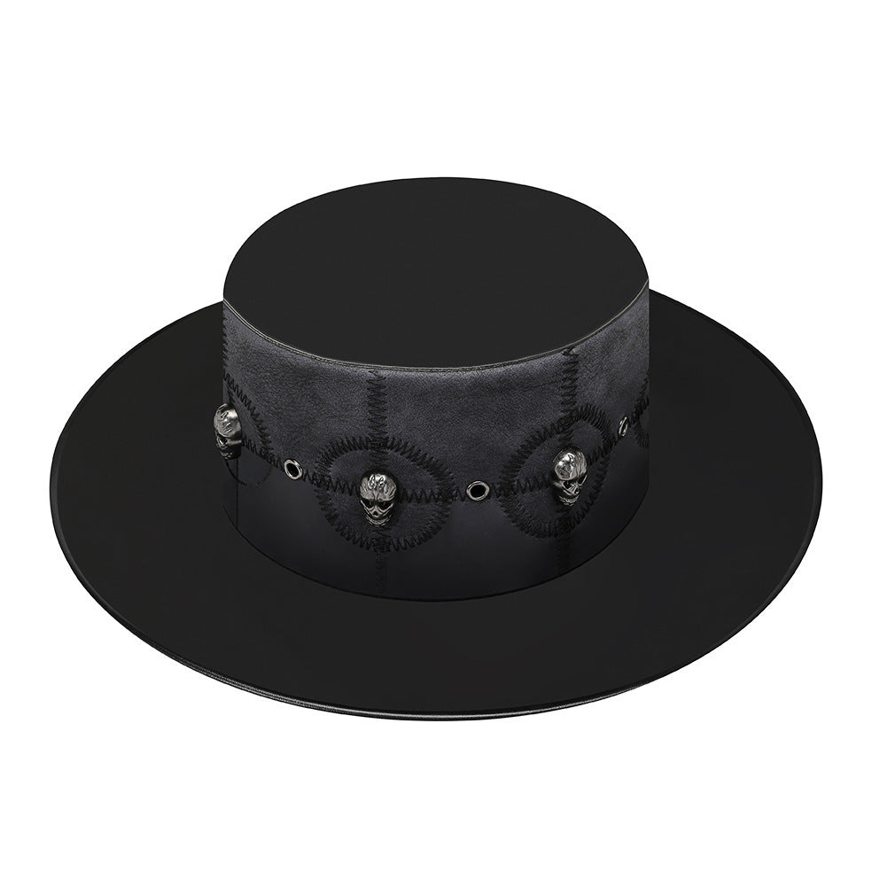 Unisex Punk Halloween Steampunk Plague Hat - Black front view