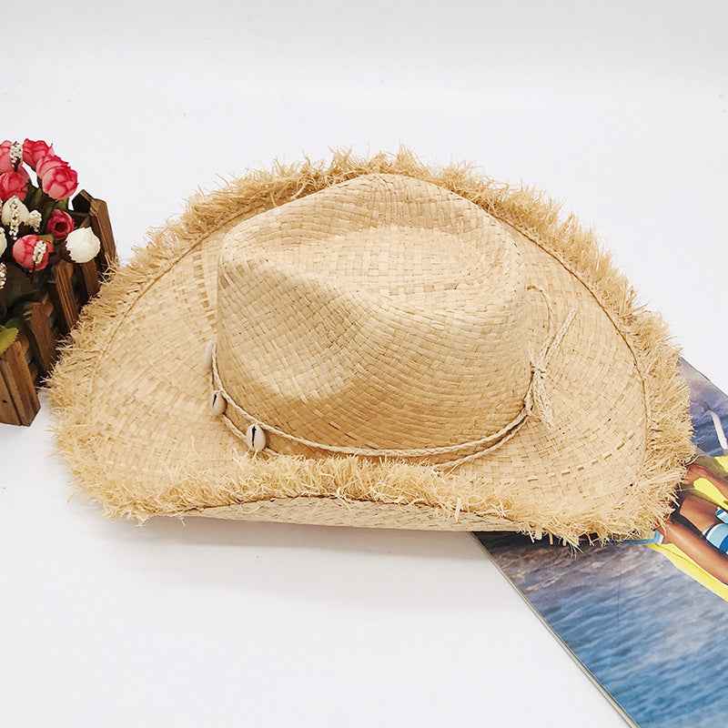 Breathable woven cowboy hat crown detail