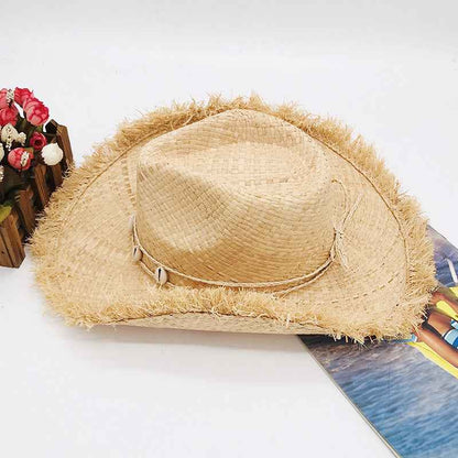 Breathable woven cowboy hat crown detail