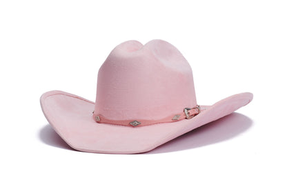 ASN Hats Dolly- Light Pink light pink cowboy hat, side profile showing the hatband
