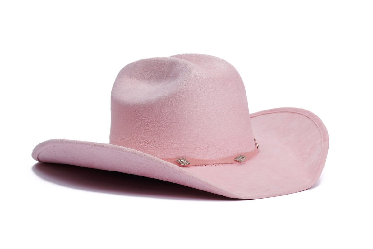 ASN Hats Dolly- Light Pink light pink cowboy hat, opposite angle showing the brim shape