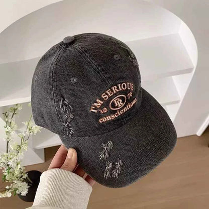 Embroidered Distressed Baseball Cap