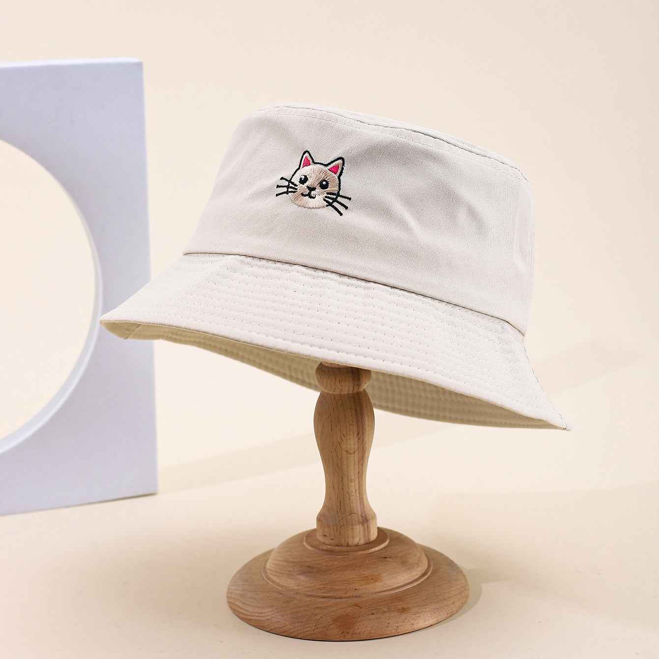 Women's Cat Embroidered Soft Bucket Hat