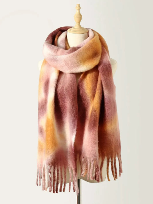 Fringe tie-dye polyester scarf - product photo 5
