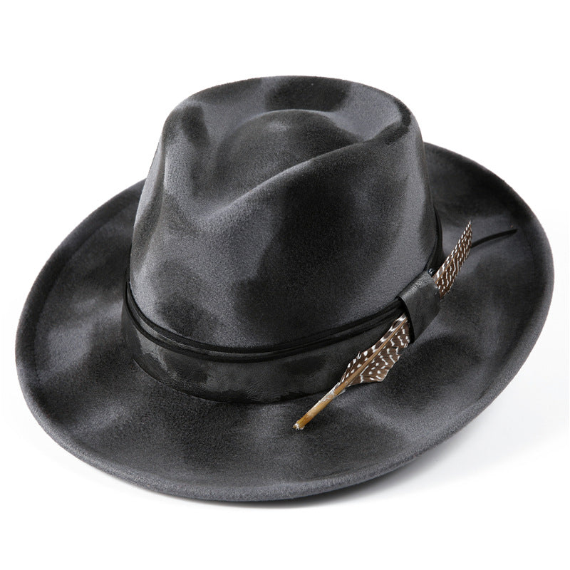 Unisex Distressed Wool Fedora Hat - Vintage Western Jazz Style product photo 1