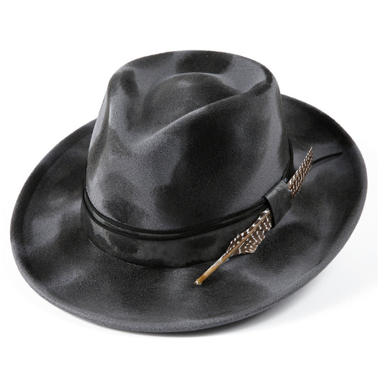 Unisex Distressed Wool Fedora Hat - Vintage Western Jazz Style product photo 1