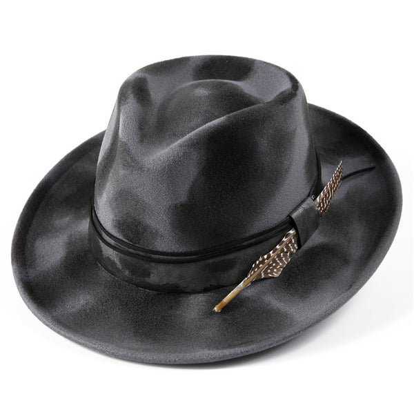 Unisex Distressed Wool Fedora Hat - Vintage Western Jazz Style product photo 1