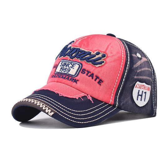 Unisex vintage distressed cotton baseball cap with embroidered patch - product photo 10