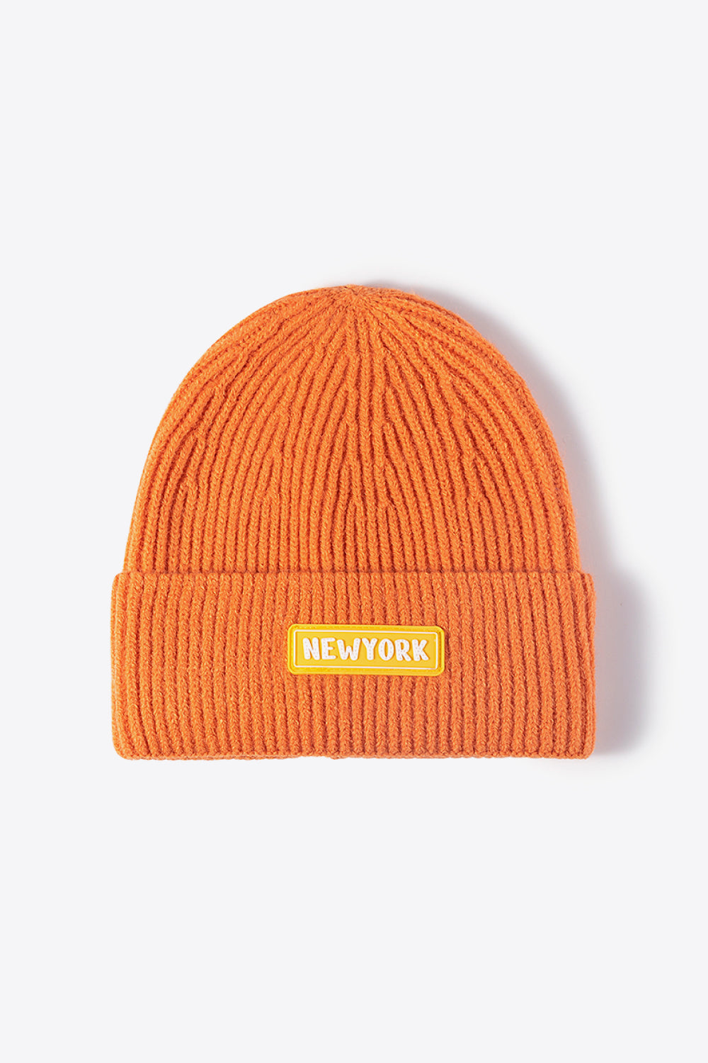 Ribbed cuff beanie stretch texture close-up