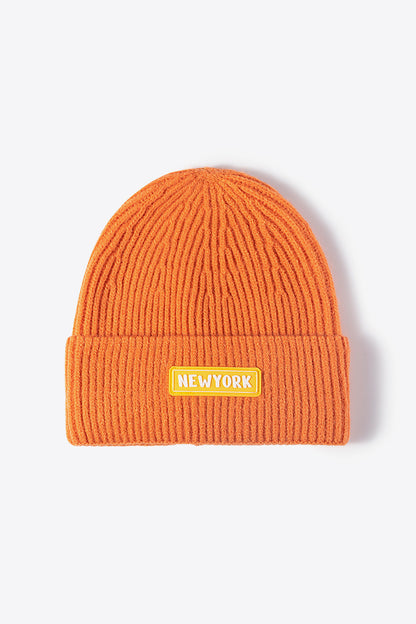 Ribbed cuff beanie stretch texture close-up