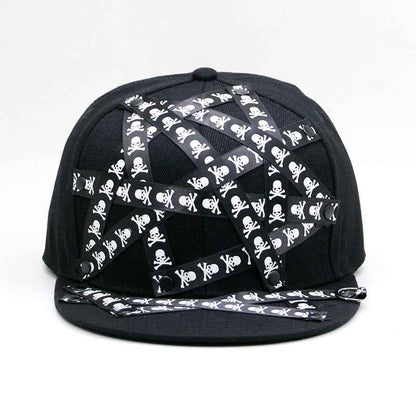 Colorful skull graphic snapback cap view