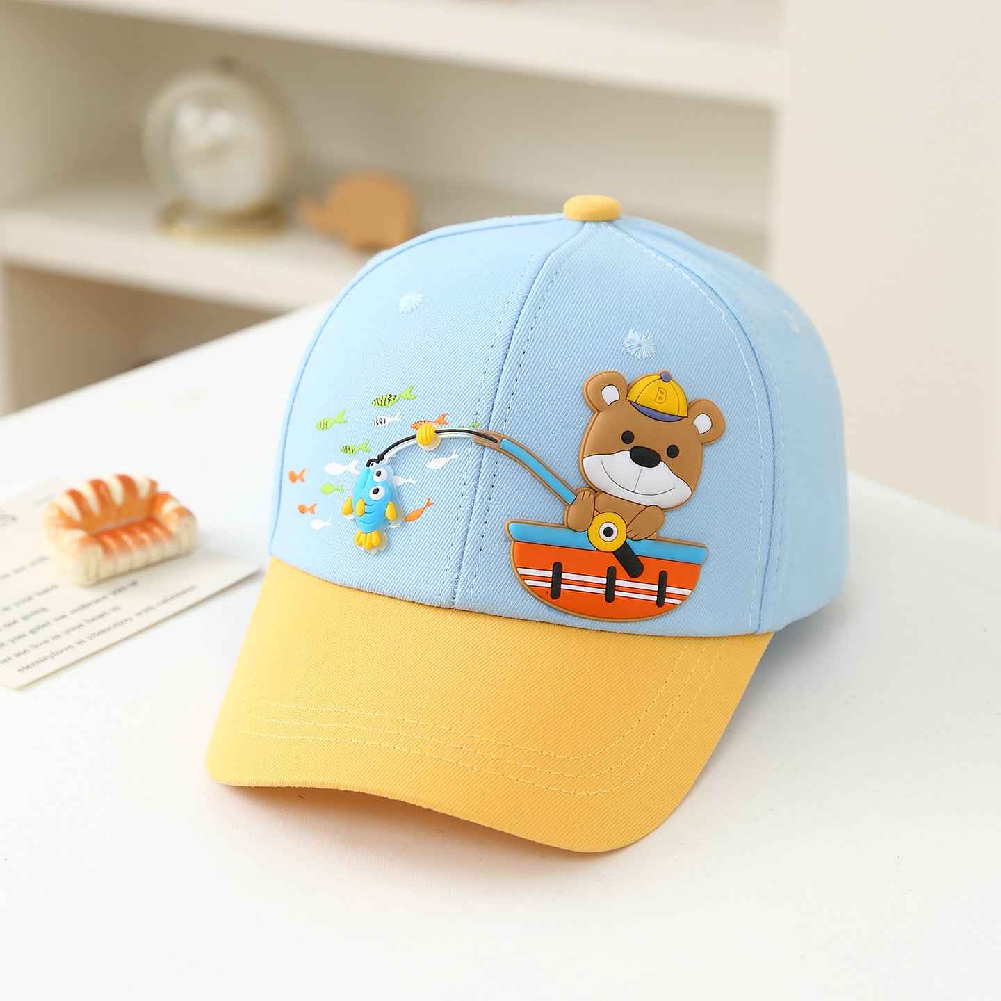 Yellow blue children's baseball cap mesh detail