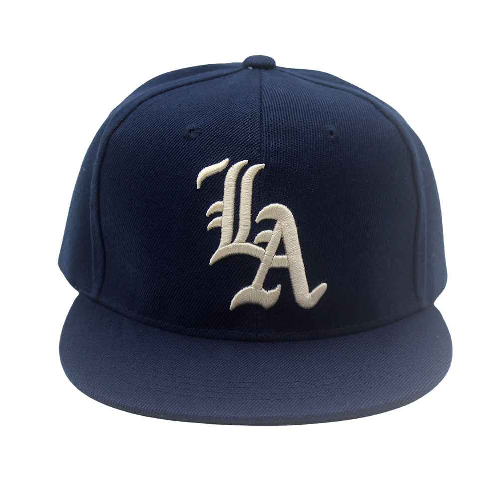 Unisex "LA" Embroidered Flat Brim Snapback Cap