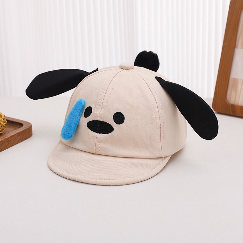 Kids Grey 3D Puppy Ear Cartoon Baseball cap texture detail