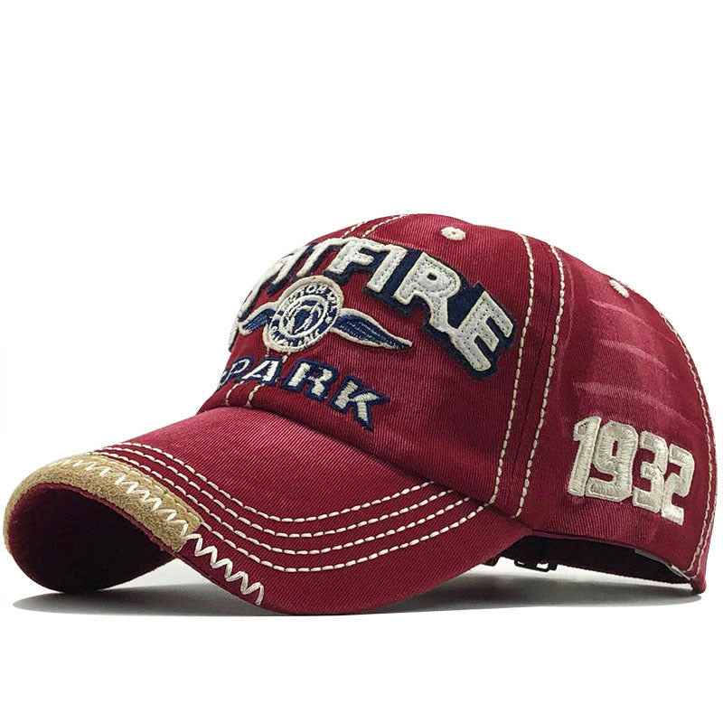 Gray embroidered washed cap crown detail