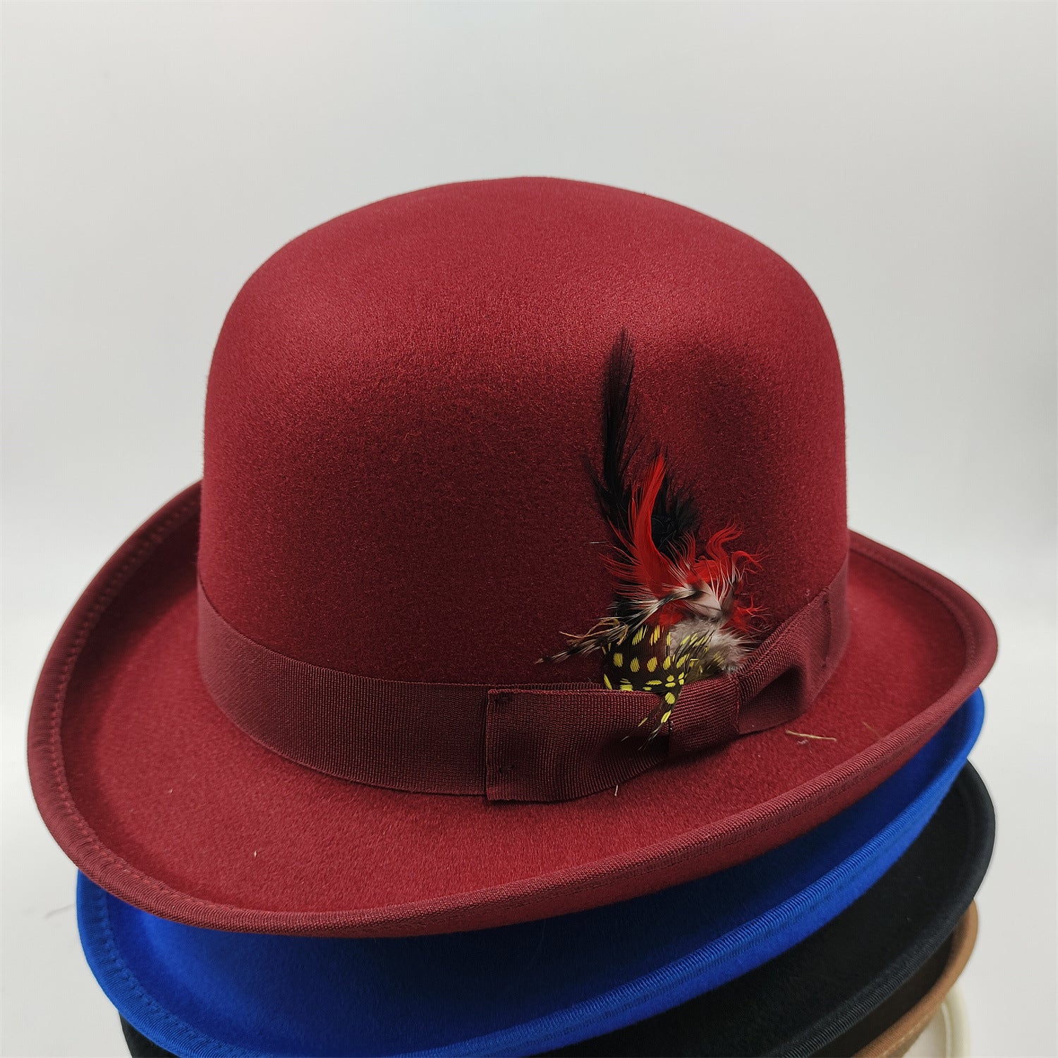 Cotton fedora hat angled crown view