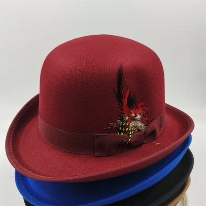 Cotton fedora hat angled crown view