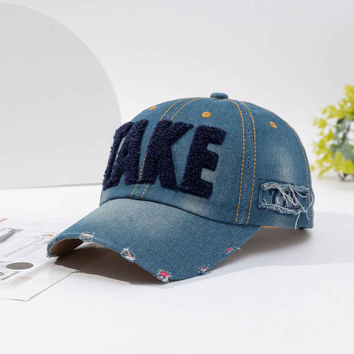 Unisex TAKE Chenille Embroidered Distressed Baseball Cap