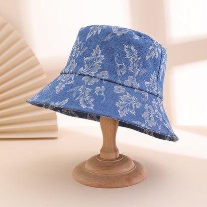 Polyester floral bucket hat crown view