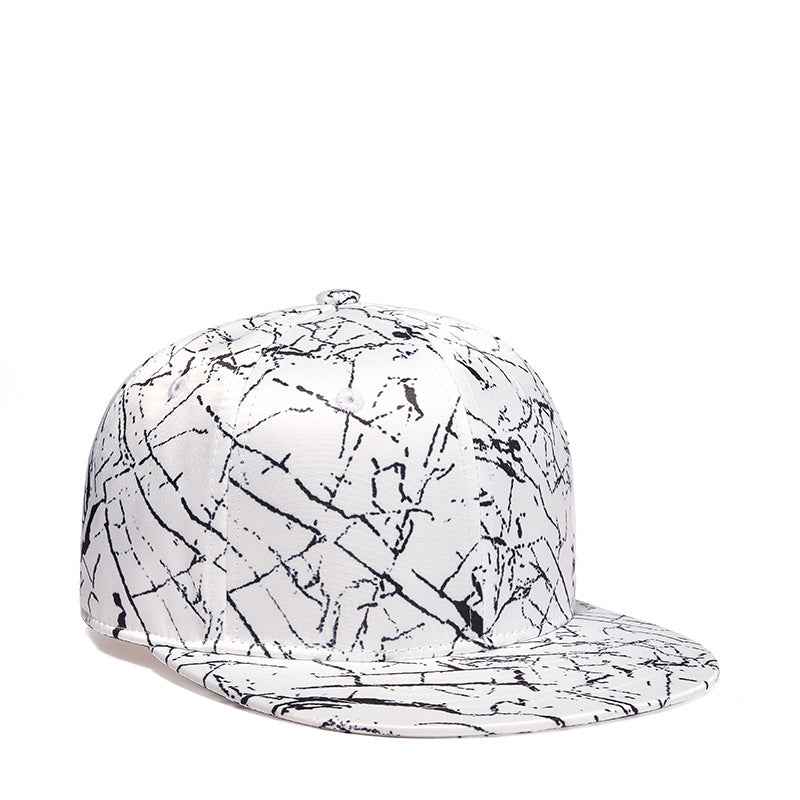 Unisex Abstract Marble Print Flat Brim Snapback Cap