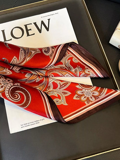 Unisex Vintage Paisley Silk Scarf — silk scarf draped diagonally with a printed corner visible