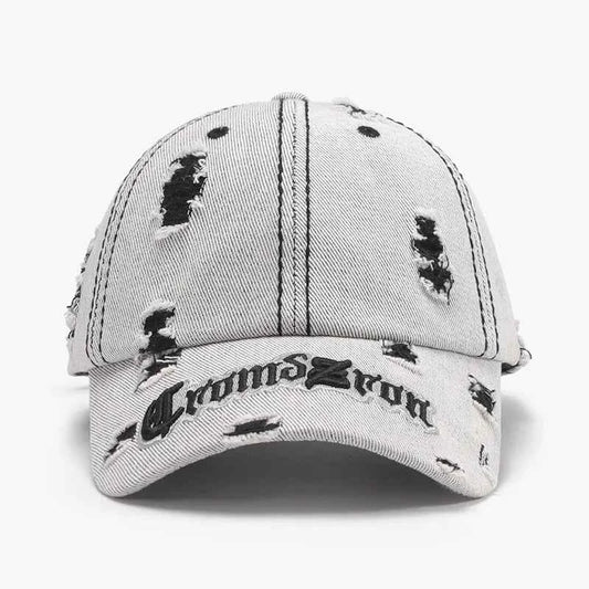 Pastel yellow letter embroidered cotton cap front view
