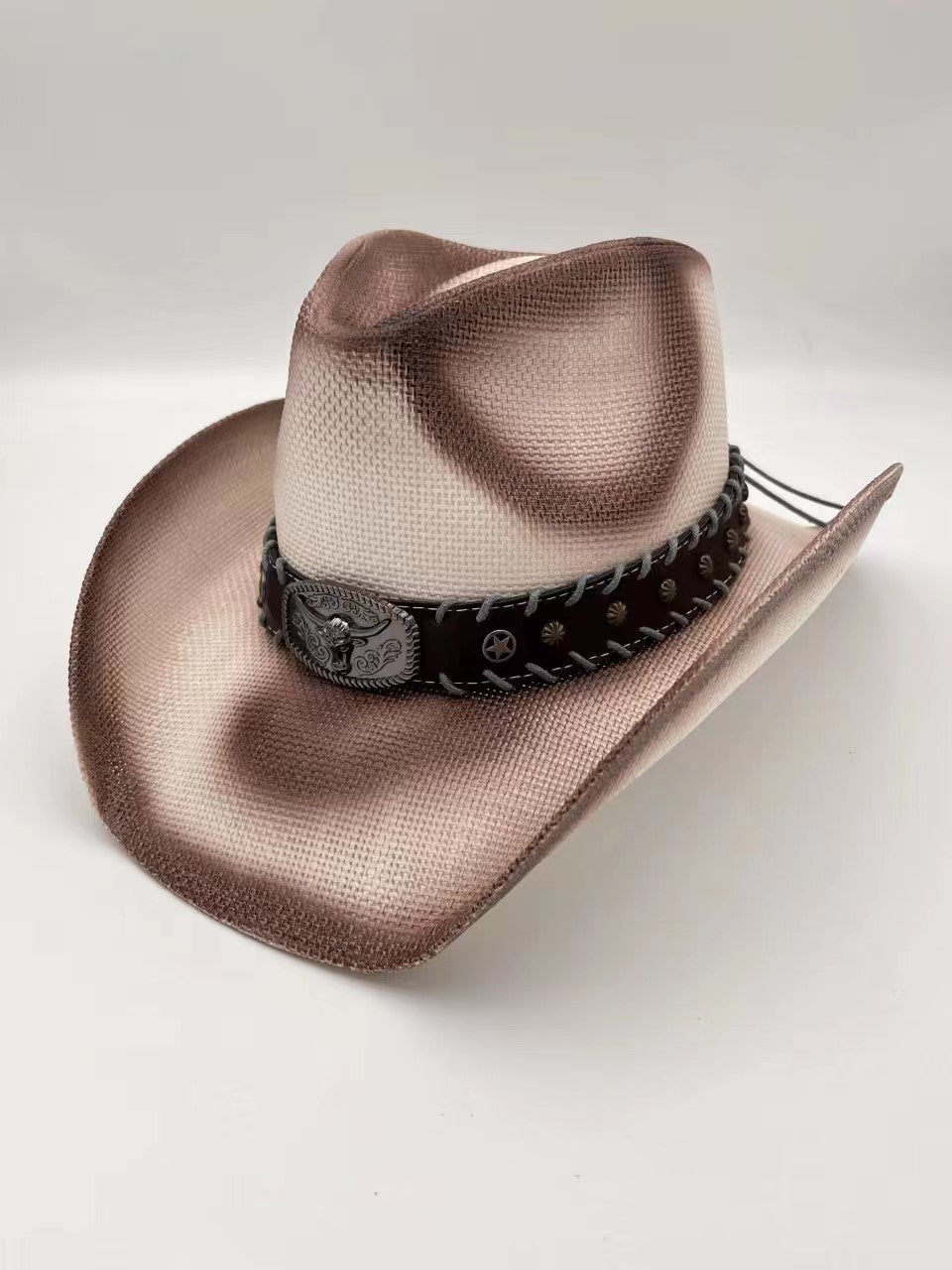 Unisex 01 Western Printed Straw Cowboy Hat material detail