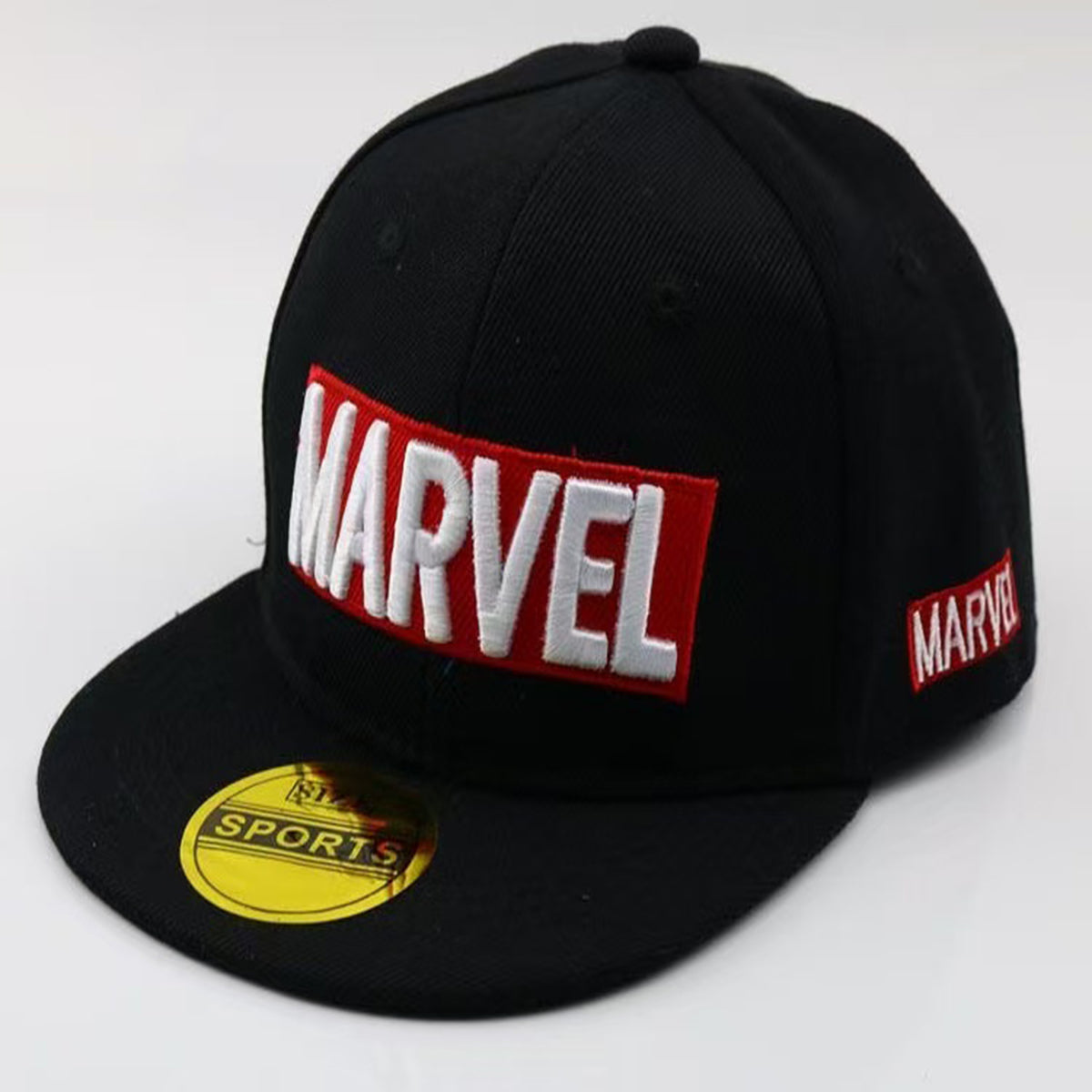Pop-inspired embroidered snapback crown detail