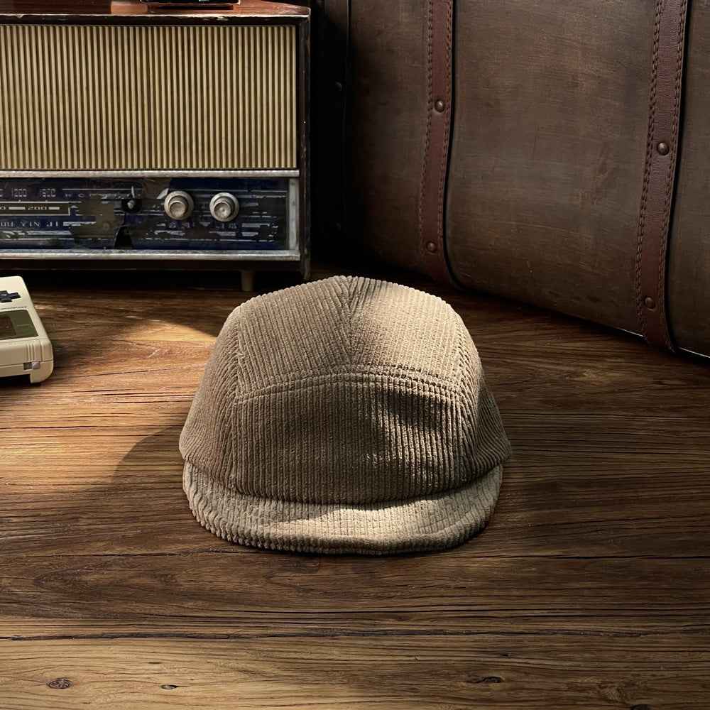 Unisex Corduroy Docker Cap – Short Brim Casual Hat