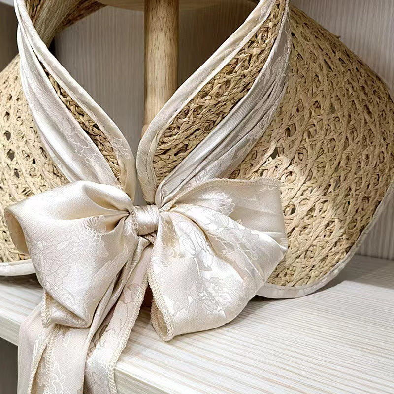 Womens wide brim straw sun visor hat - product photo 9