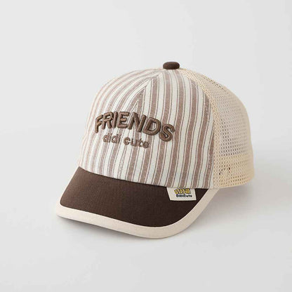Kids Striped Embroidered Mesh Trucker Cap