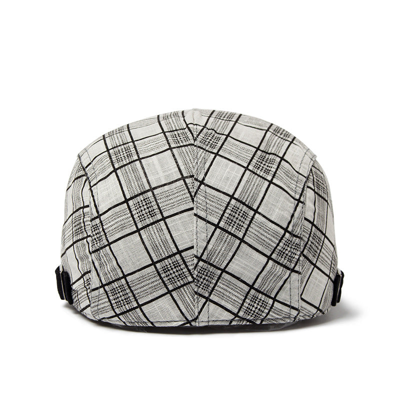 Cotton-linen flat cap crown texture detail