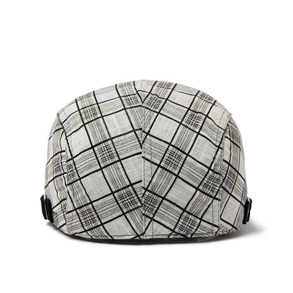 Cotton-linen flat cap crown texture detail