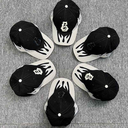 Cotton flame cap structured crown detail