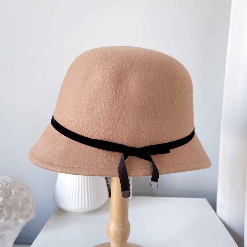 Women’s Wool Bow Felt Winter Cloche Hat