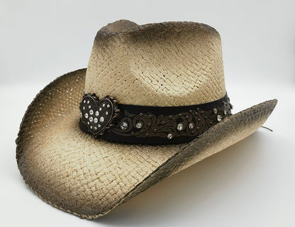 Unisex 17 Western Printed Straw Cowboy Hat style view